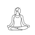 Joga Pose Silhouette Sketch Woman On White Background Healthy Lifestyle Concept