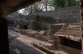 Jogeshwari rock-cut cave, Mumbai picture showing pillared Verandah on the Southern side. Mumbai