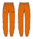 Jogger bottom Pants design flat sketch vector illustration, Track pants concept with front and back view, Sweatpants for running,