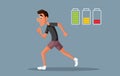 Tired Man Running Feeling Exhausted Vector Cartoon illustration