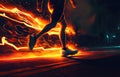 Jogger legs with the power, fire and energy Royalty Free Stock Photo