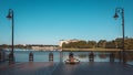 Jogger stretches after a run at Cranes Roost park