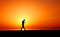 Jogger in sunset Royalty Free Stock Photo