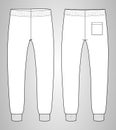 Jogger Sweatpants Fashion flat sketch vector.