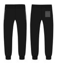 Jogger sweatpants technical fashion flat sketch Drawing vector template.