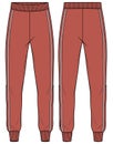 Jogger track bottom Pants design flat sketch vector illustration, Track pants concept with front and back view, Sweatpants for