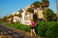 Jogging along the waterfront