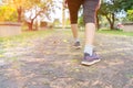 Jogging is also distinguished from running having a wider lateral spacing of foot strikes, creating side-to-side movement that Royalty Free Stock Photo
