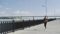 The jogging of the athlatic afro-american woman. Runner - woman running outdoors training for marathon run Royalty Free Stock Photo