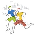 Jogging in the city, marathon runners