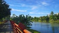 A jogging deck a long the cisadane river in Tangerang city, Indonesia Royalty Free Stock Photo