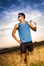 Jogging through the fields Royalty Free Stock Photo