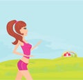 Jogging girl in summer