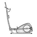 Jogging machine wireframe made of black lines isolated on white background. Side view. 3D. Vector illustration
