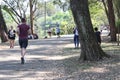 Jogging Exercising Morning Run Ibirapuera Park Sao Paulo Brazil