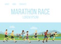 Jogging running maraphone race people vector illustration. Sport running group concept. People athlete maraphon runners