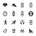 Jogging, running people icons set Royalty Free Stock Photo