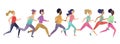 Jogging running people. Sport running group concept. People athlete maraphon runner race.