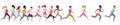 Jogging running people. Sport running group concept. People athlete maraphon runner race, various people runners. Royalty Free Stock Photo