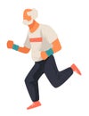 Jogging senior character, active pensioner sportive man vector Royalty Free Stock Photo