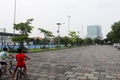 jogging track very wide in the afternoon