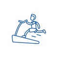 Jogging on the treadmill line icon concept. Jogging on the treadmill flat vector symbol, sign, outline illustration.