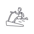 Jogging on the treadmill line icon concept. Jogging on the treadmill vector linear illustration, symbol, sign