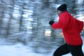 Jogging in winterforest Royalty Free Stock Photo