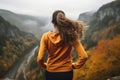 jogging woman outdoor sport in autumn AI generated Royalty Free Stock Photo