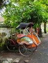 JOGJA, INDONESIA - AUGUST 12, 2O17: A traditional pedicap transport parket at outdoor at jogja Yogyakarta Indonesia