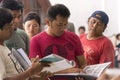 Jogjakarta, Indonesia - March 8, 2016: The director Hanung Bramantyo reads the scenario during shooting of the movie Rudy Habibie Royalty Free Stock Photo