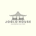 joglo house with linear style logo icon template design. home, javanese , traditional, culture, vector illustration