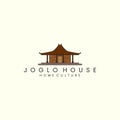 joglo house with vintage style logo icon template design. javanese , traditional, culture, vector illustration