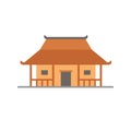 Joglo traditional house, flat illustration design template elements, java or javanese home, rumah adat joglo in cartoon style