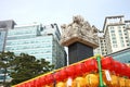 Jogyesa Temple, a Buddhist monastery. Stone statue with dragons