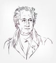 Johann Wolfgang Goethe vector portrait isolated sketch