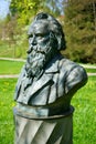 Johannes Brahms bust in a park in Baden-Baden