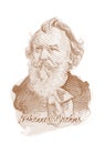 Johannes Brahms Engraving Style Sketch Portrait