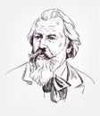 Johannes Brahms vector sketch style portrait Royalty Free Stock Photo