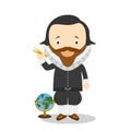 Johannes Kepler cartoon character. Vector Illustration
