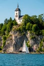 Johannesberg Chapel, Traunkirchen and lake Traunsee in Salzkammergut, Austria