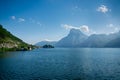 Johannesberg Chapel, Traunkirchen and lake Traunsee in Salzkammergut, Austria