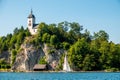 Johannesberg Chapel, Traunkirchen and lake Traunsee in Salzkammergut, Austria