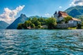 Johannesberg Chapel, Traunkirchen and lake Traunsee in Salzkammergut, Austria