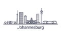 Johannesburg skyline banner linear style. Line art
