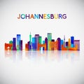 Johannesburg skyline silhouette in colorful geometric style.