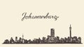 Johannesburg skyline vector engraved drawn sketch