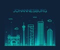 Johannesburg skyline vector illustration linear