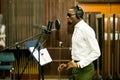 African Artist D`banj, Nigeria singing in a SABC recording studio