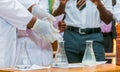 African Primary School Students doing a science demonstration